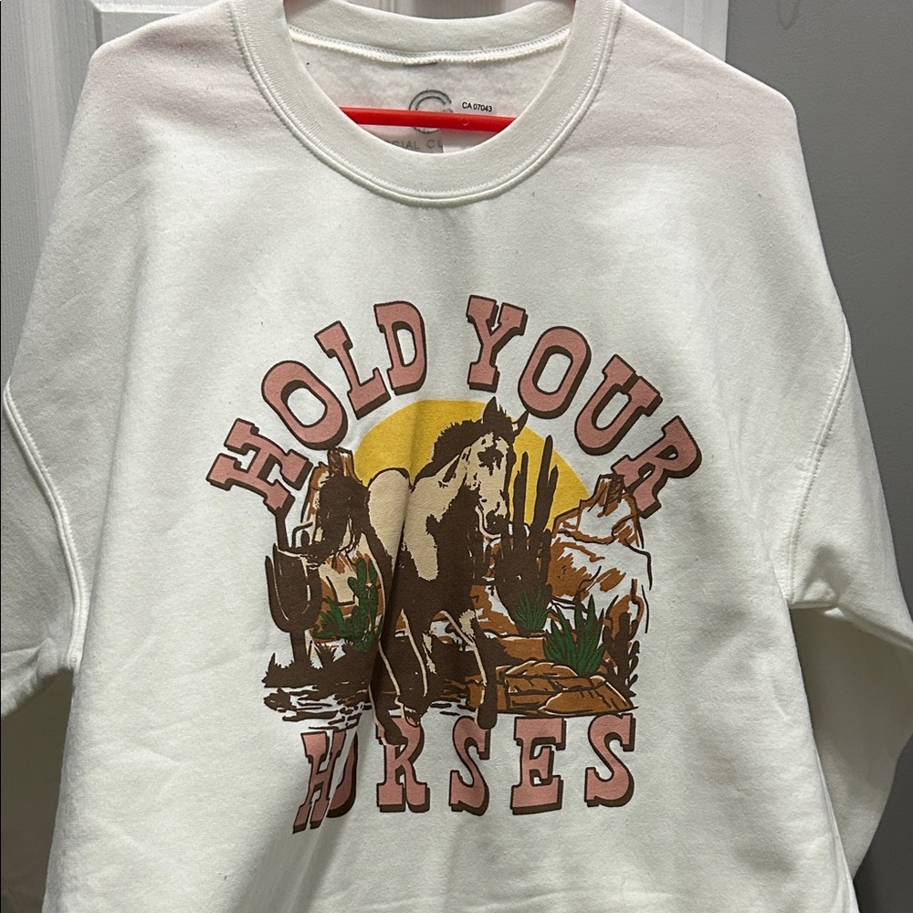 Hold Your Horses Ladies Sweatshirt - White